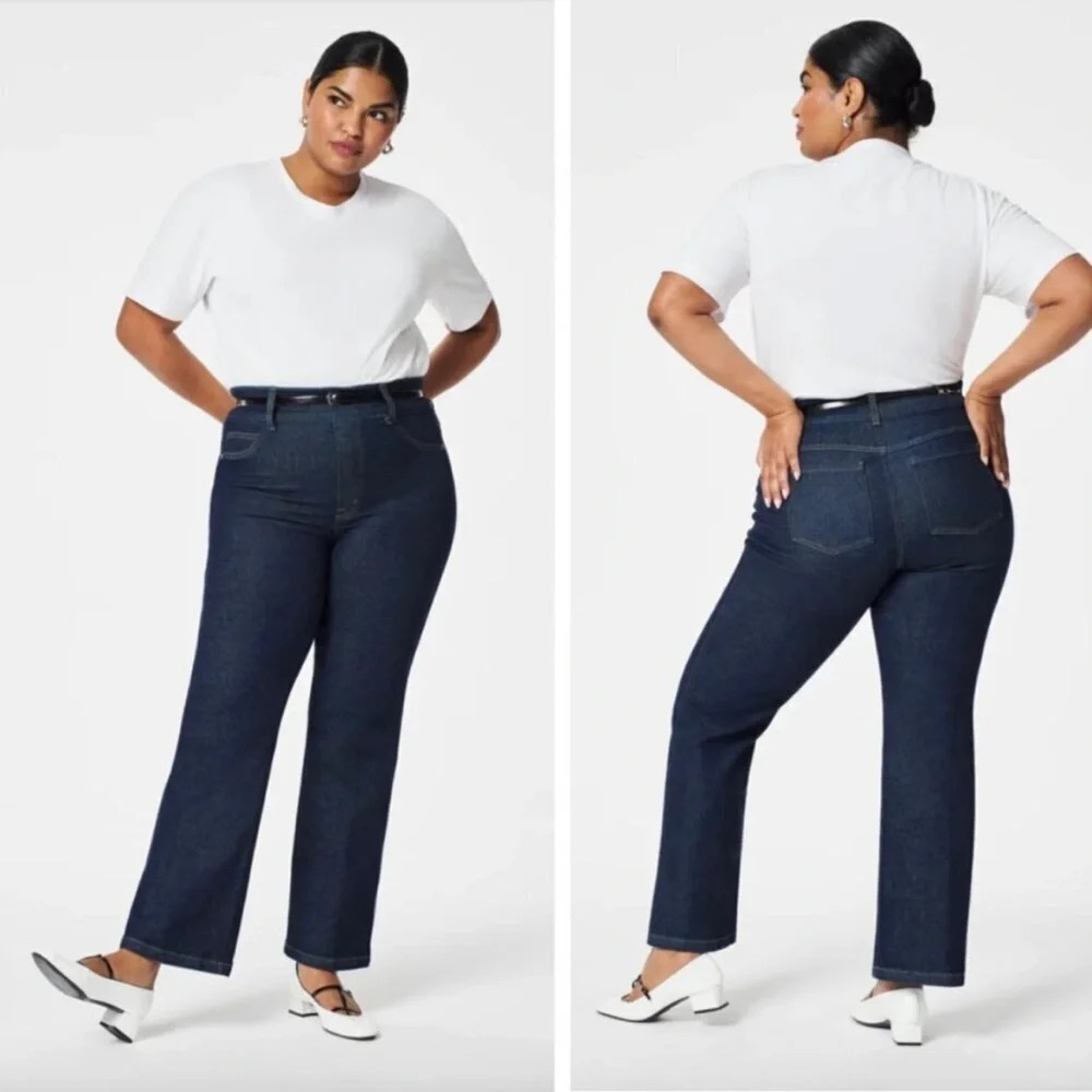 SPANX Kick Flare Jeans in Raw Indigo